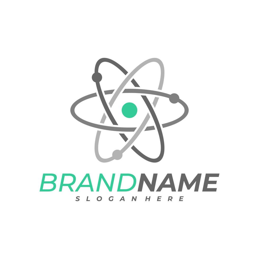 scientifico atomo logo modello, scienza logo design vettore