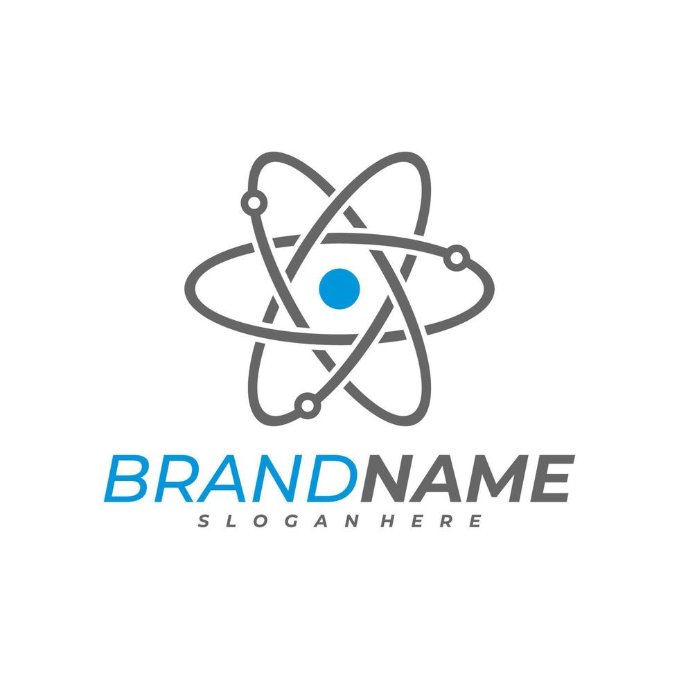 scientifico atomo logo modello, scienza logo design vettore