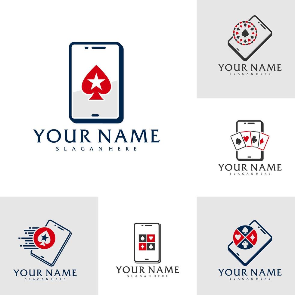 impostato di Telefono poker logo vettore modello, creativo poker logo design concetti