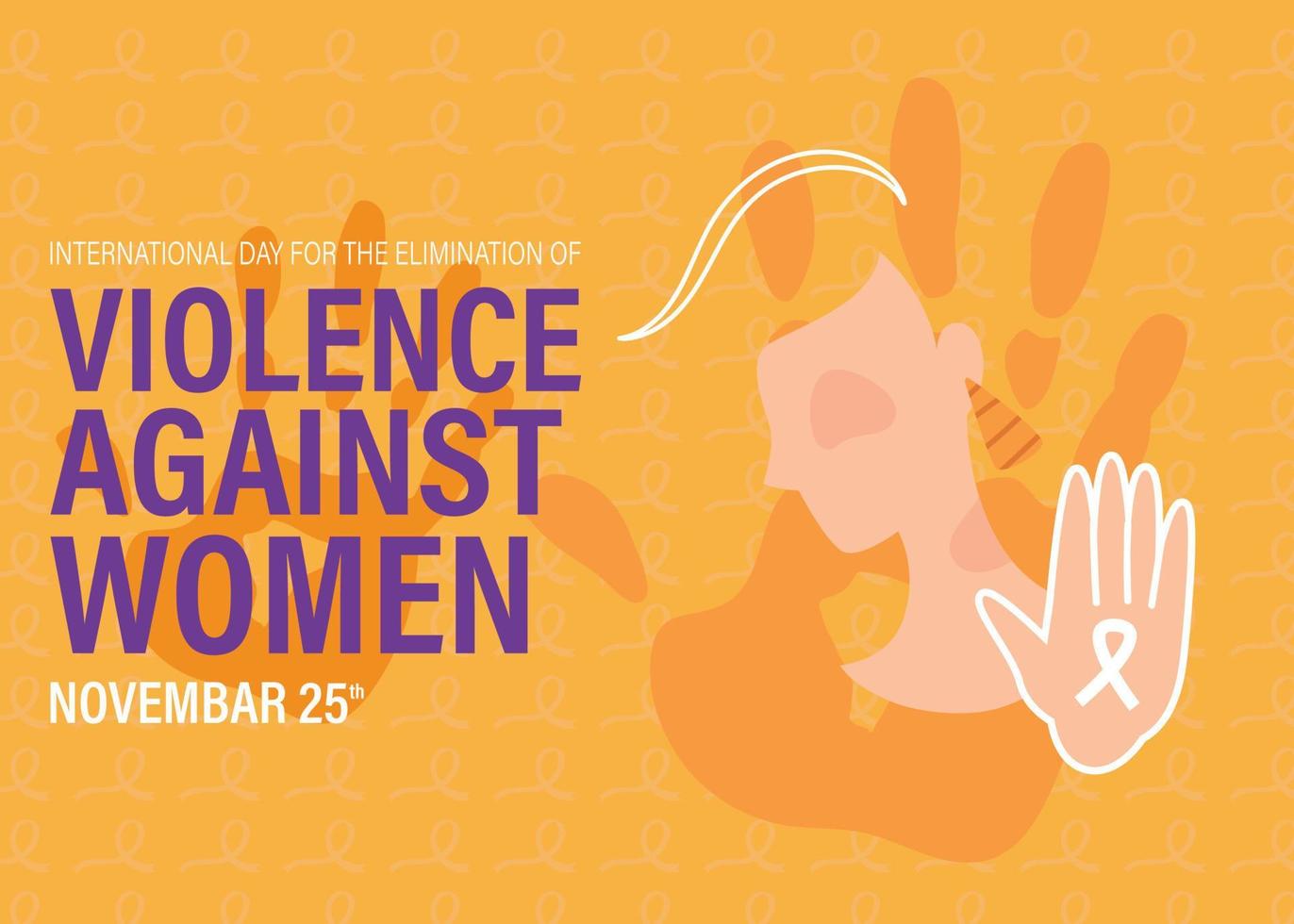 internazionale giorno per il eliminazione di violenza contro donne. silhouette di umano mano con il giorno. vettore
