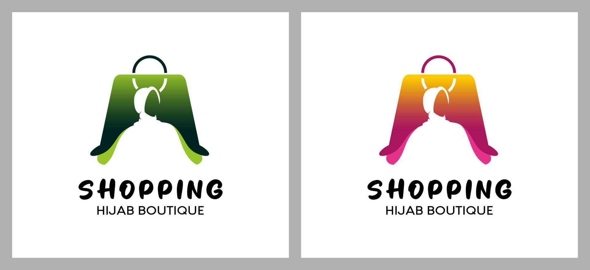 hijab logo disegno, hijab acquisti, muslimah hijab boutique con un' creativo concetto vettore