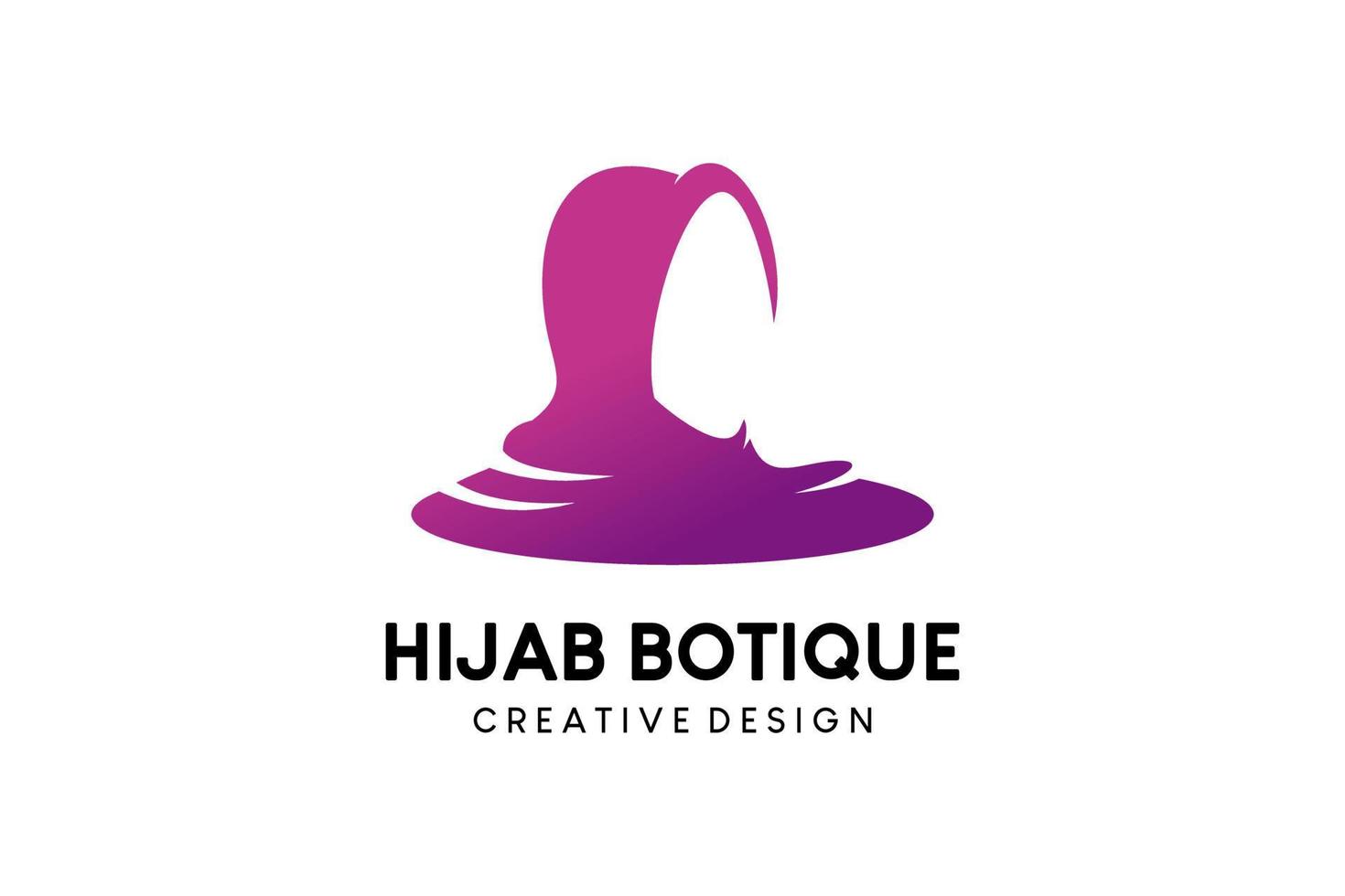hijab boutique logo disegno, muslimah hijab moda con sagome vettore