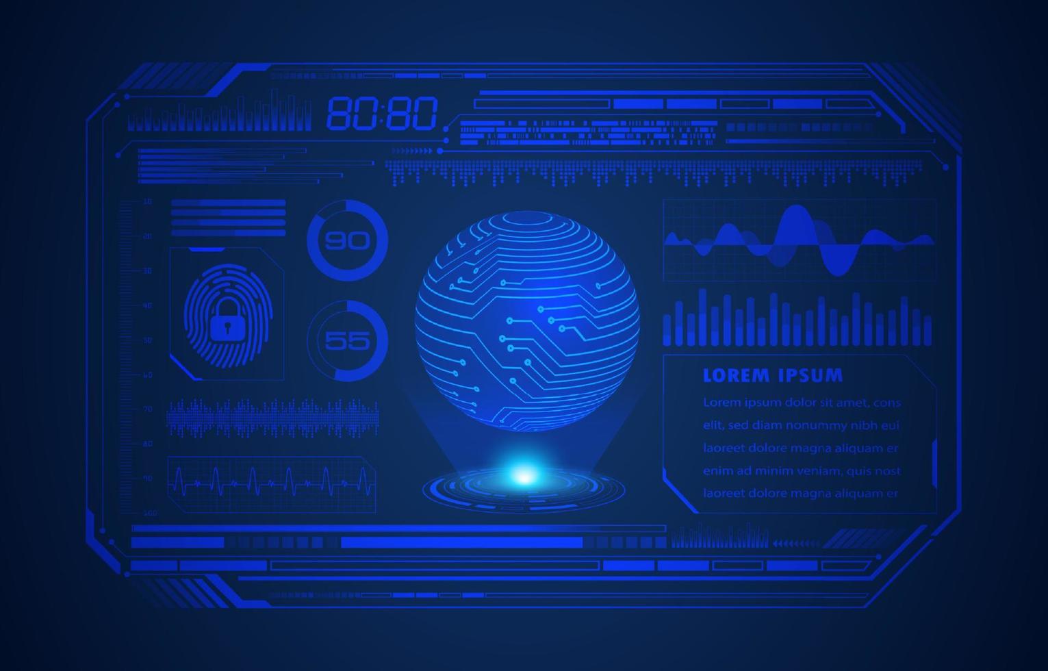 moderno olografico globo su tecnologia sfondo vettore