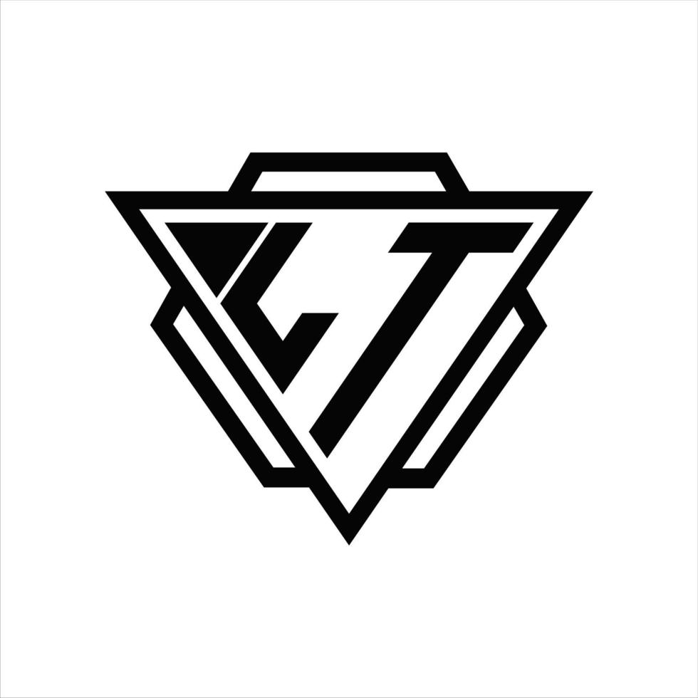 lt logo monogramma con triangolo e esagono modello vettore