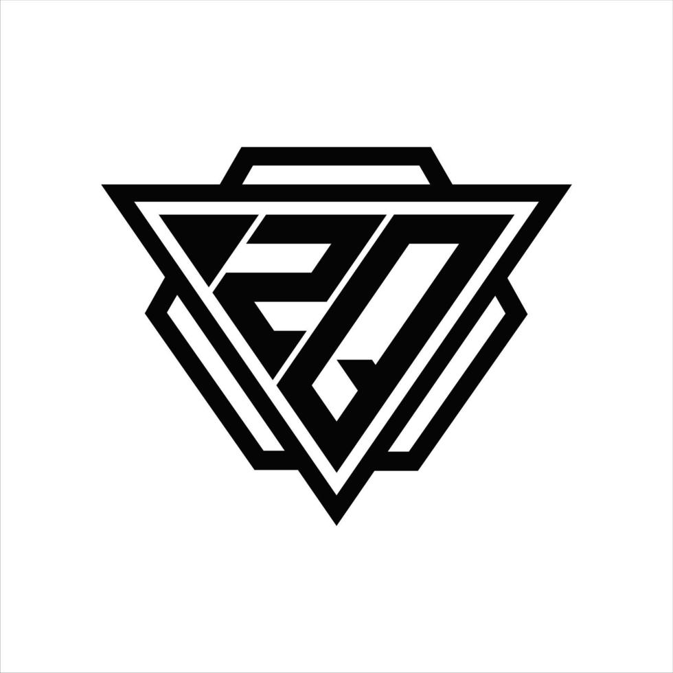 zq logo monogramma con triangolo e esagono modello vettore