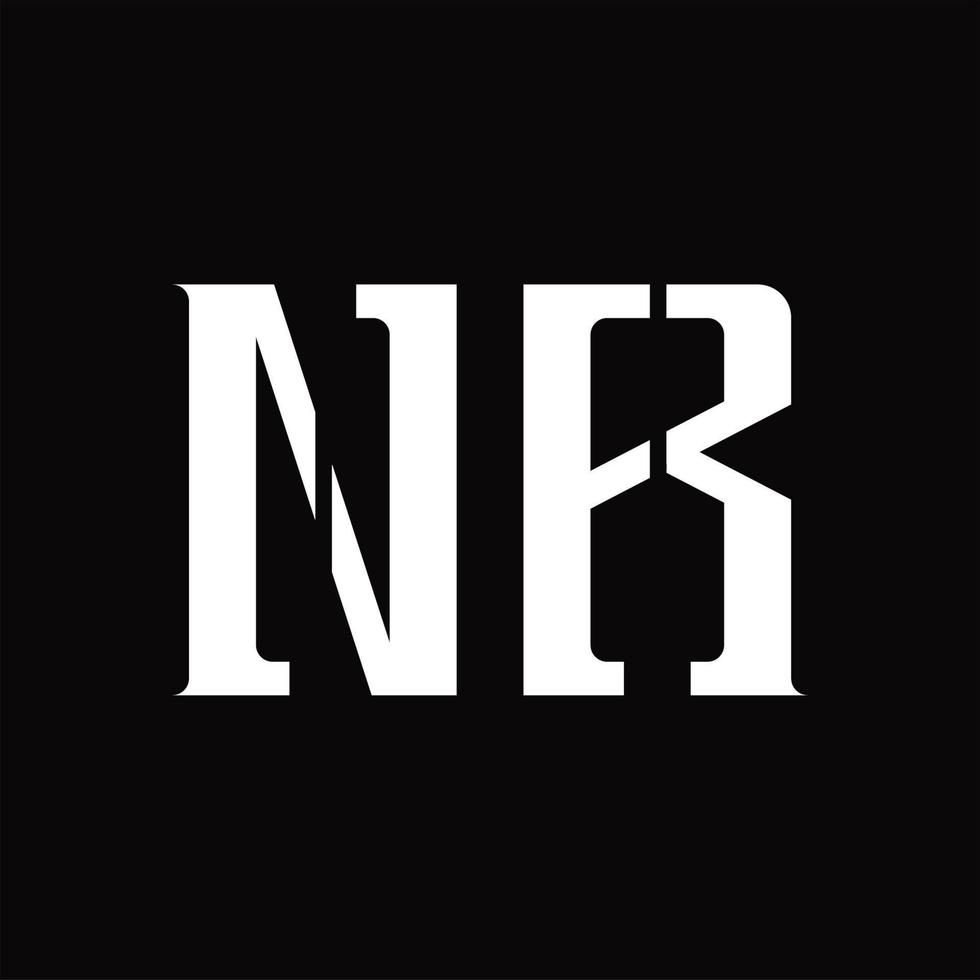 nr logo monogramma con mezzo fetta design modello vettore