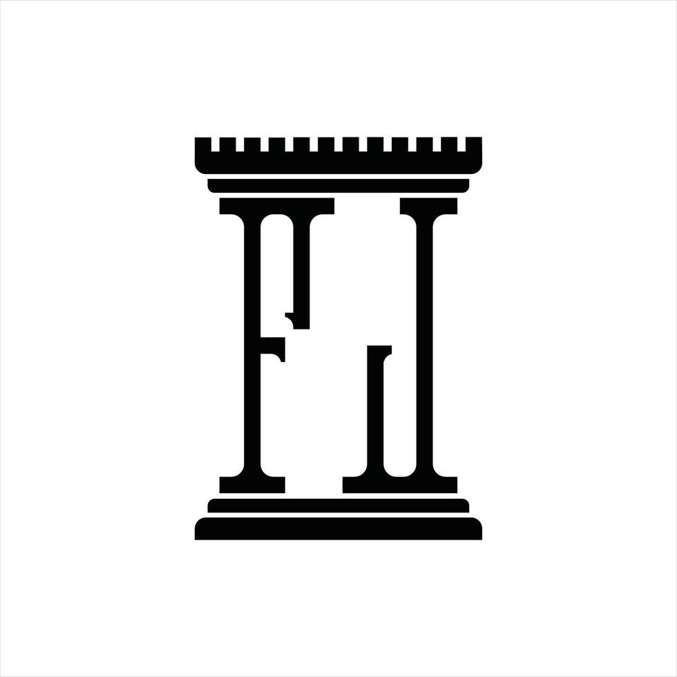 fj logo monogramma con pilastro forma design modello vettore