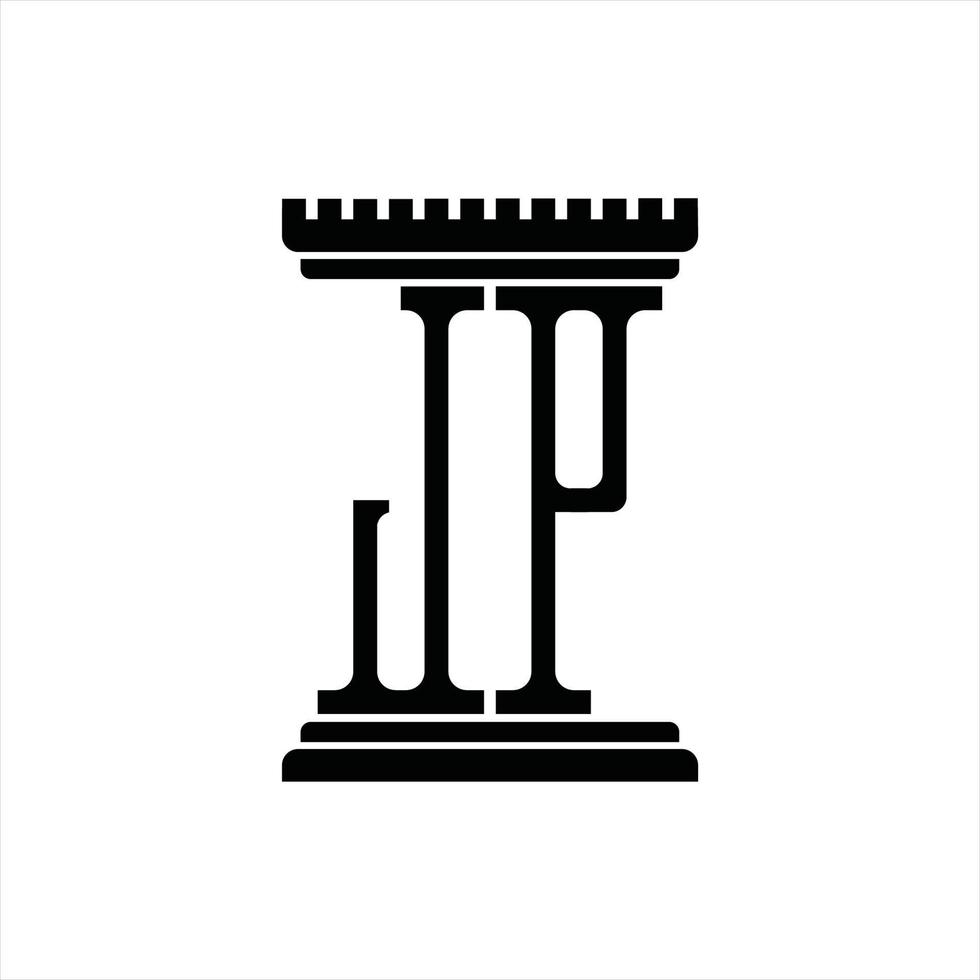 jp logo monogramma con pilastro forma design modello vettore