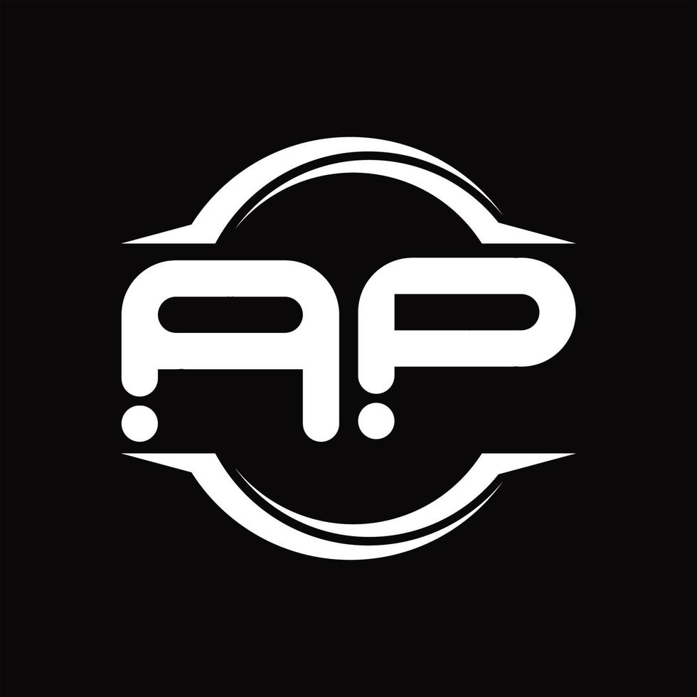 ap logo monogramma con cerchio arrotondato fetta forma design modello vettore