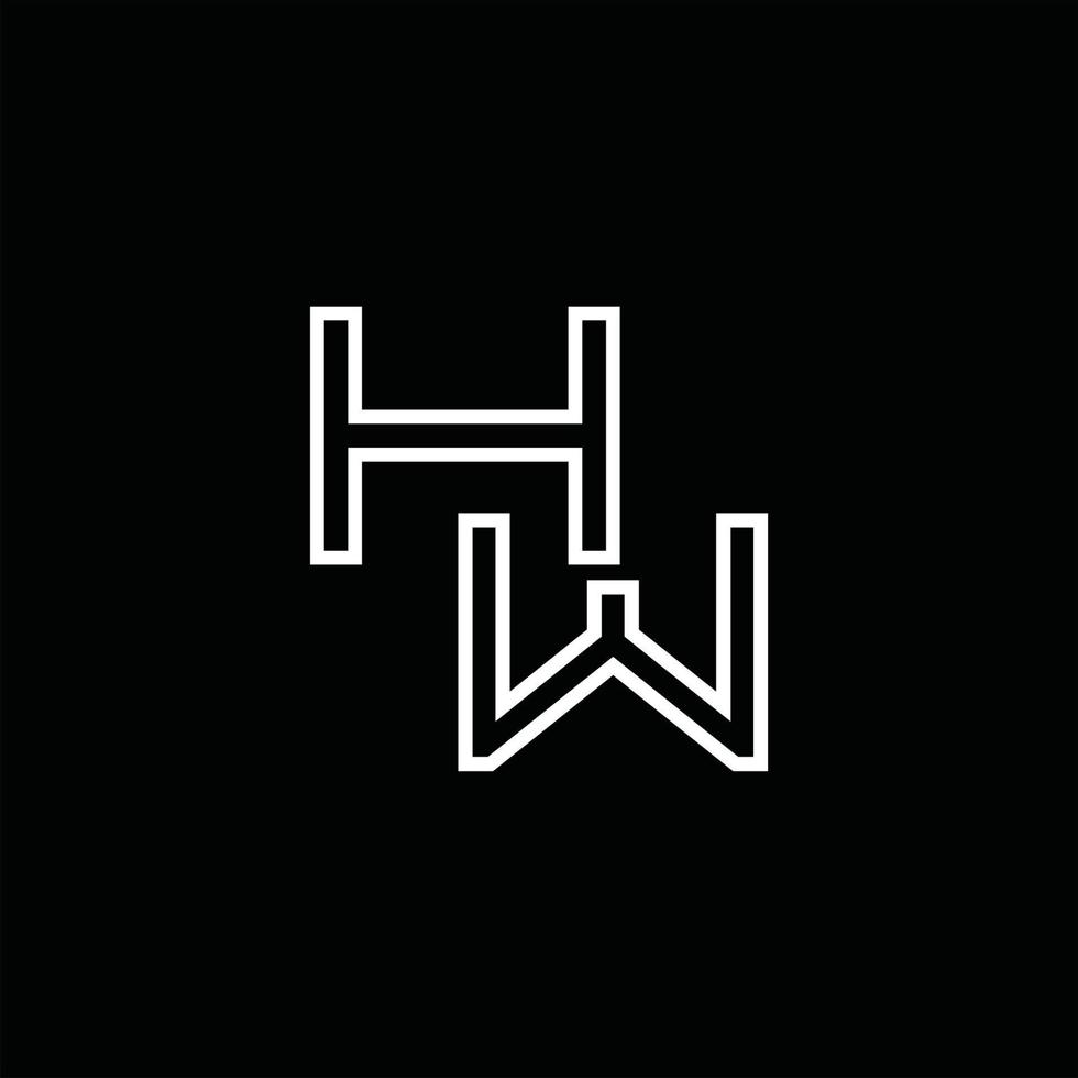 hw logo monogramma con linea stile design modello vettore