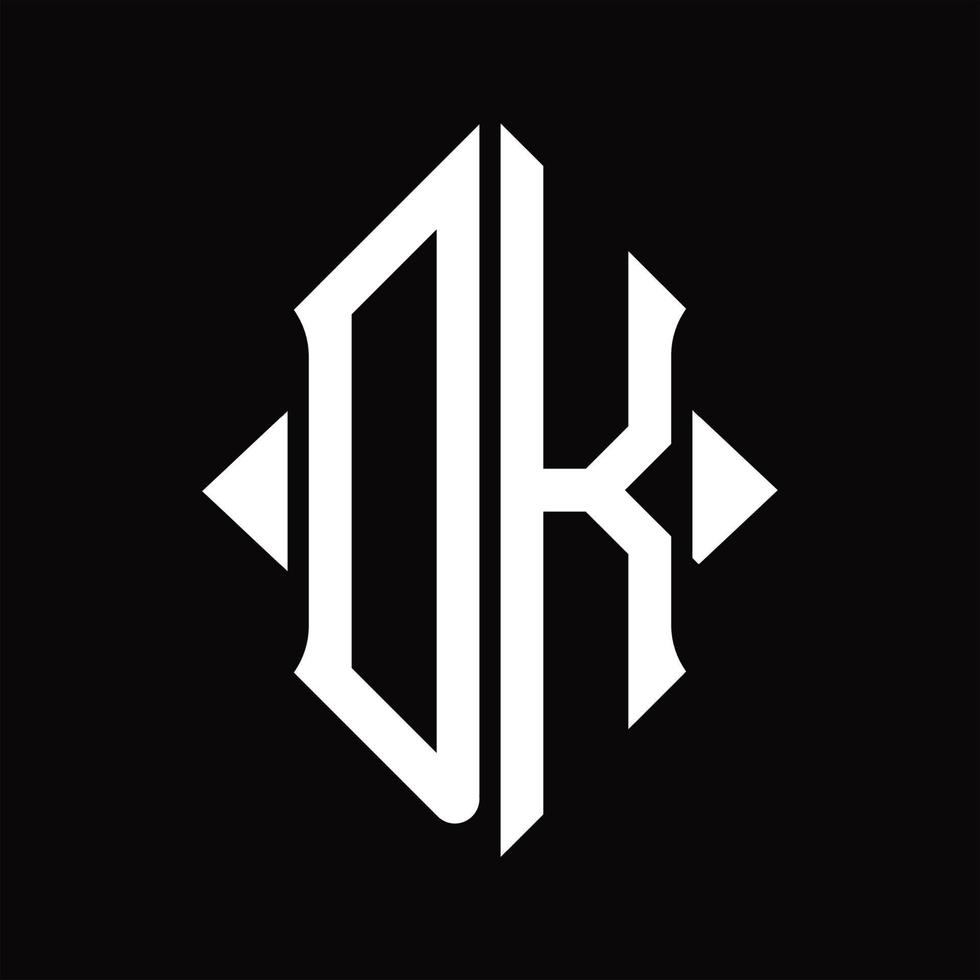 dk logo monogramma con scudo forma isolato design modello vettore