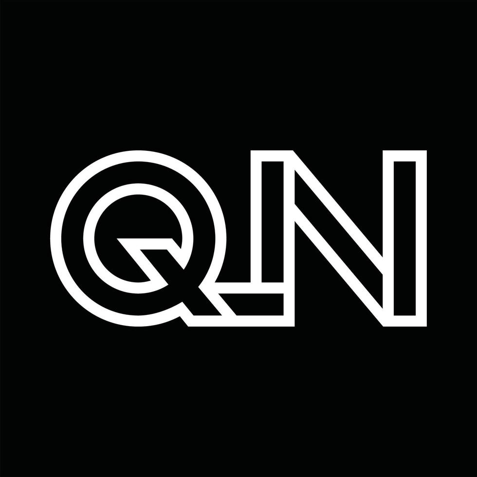 qn logo monogramma con linea stile negativo spazio vettore