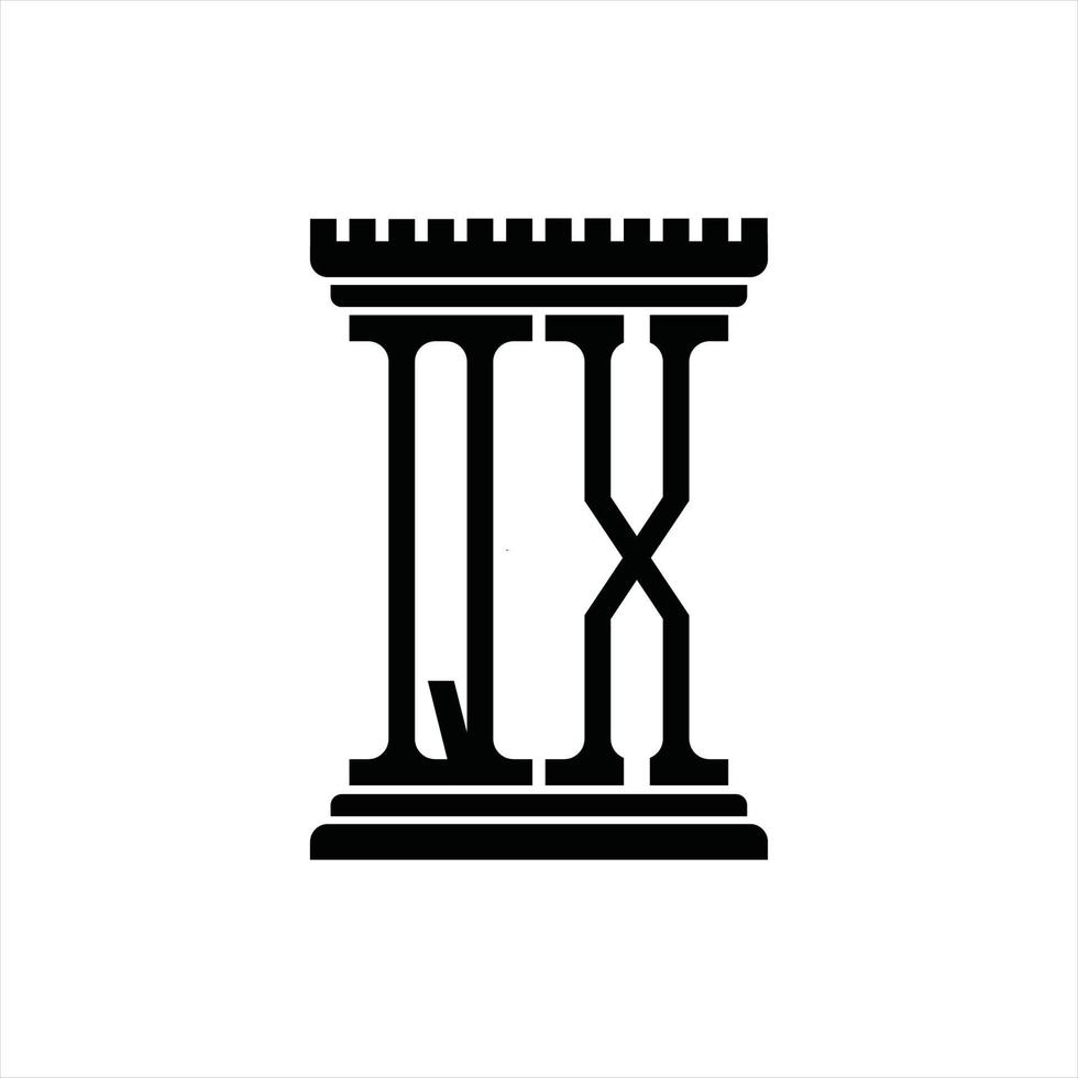 qx logo monogramma con pilastro forma design modello vettore