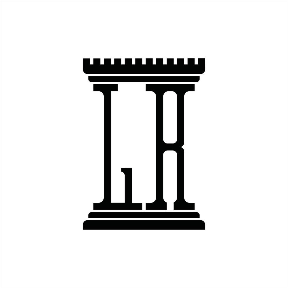 lr logo monogramma con pilastro forma design modello vettore