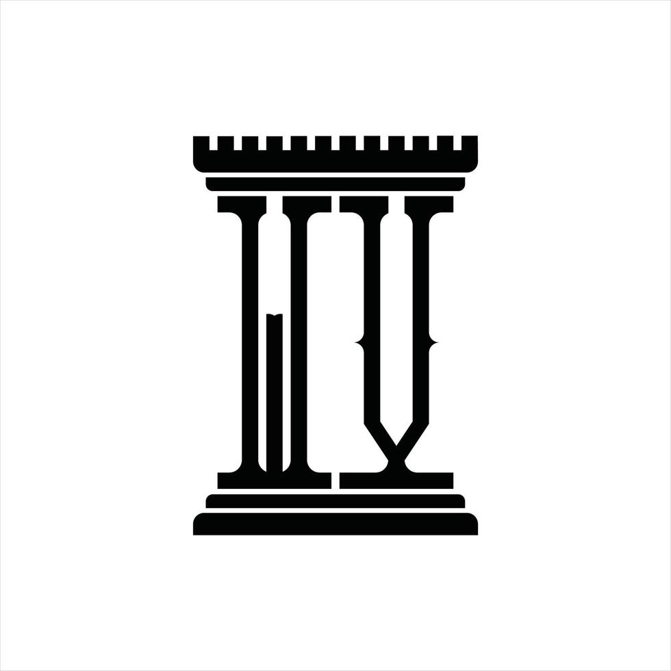 wv logo monogramma con pilastro forma design modello vettore