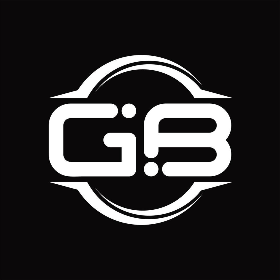 gb logo monogramma con cerchio arrotondato fetta forma design modello vettore