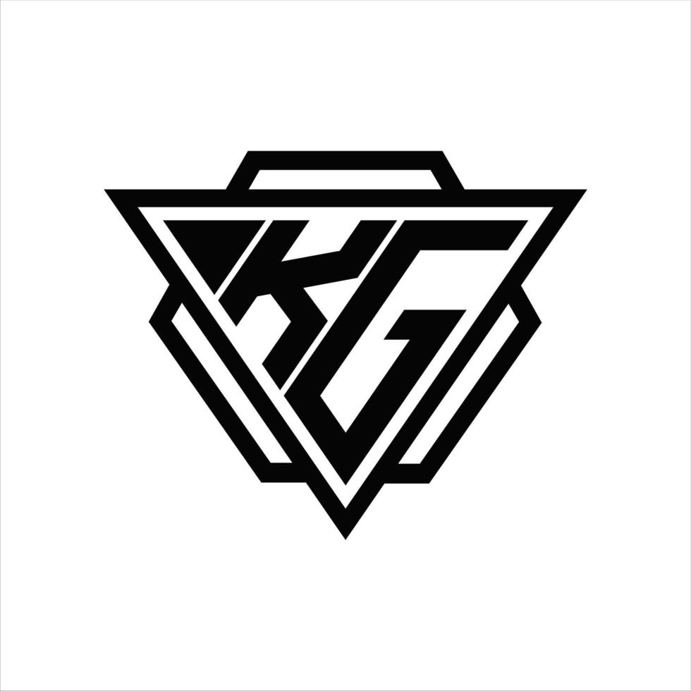 kg logo monogramma con triangolo e esagono modello vettore