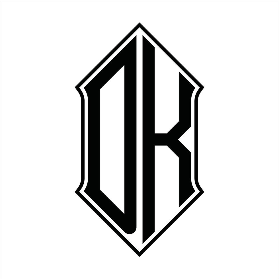 dk logo monogramma con forma di scudo e schema design modello vettore icona astratto