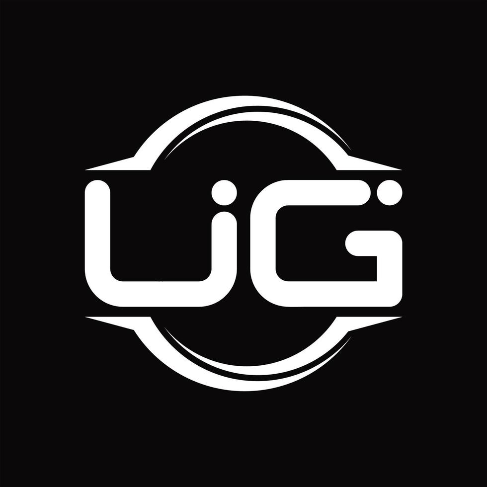 ug logo monogramma con cerchio arrotondato fetta forma design modello vettore