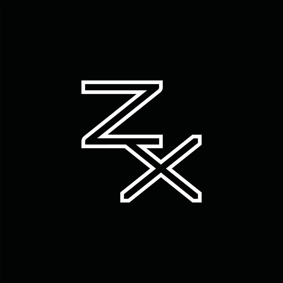 zx logo monogramma con linea stile design modello vettore