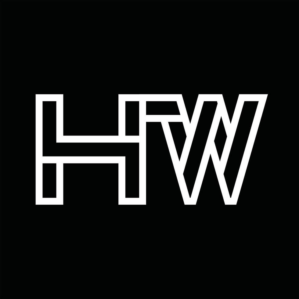 hw logo monogramma con linea stile negativo spazio vettore