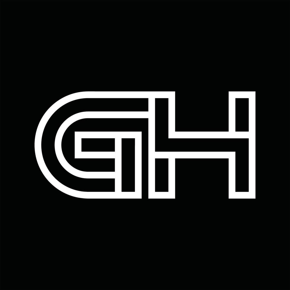 gh logo monogramma con linea stile negativo spazio vettore