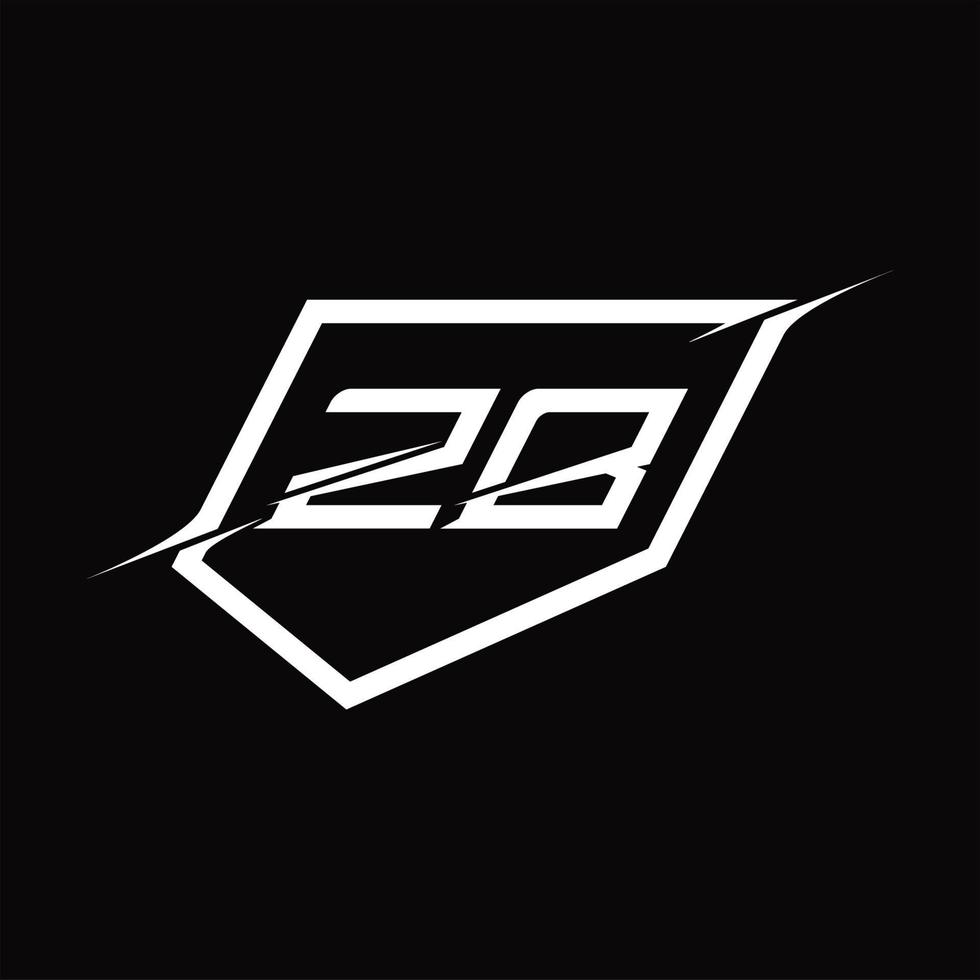 zb logo monogramma lettera con scudo e fetta stile design vettore