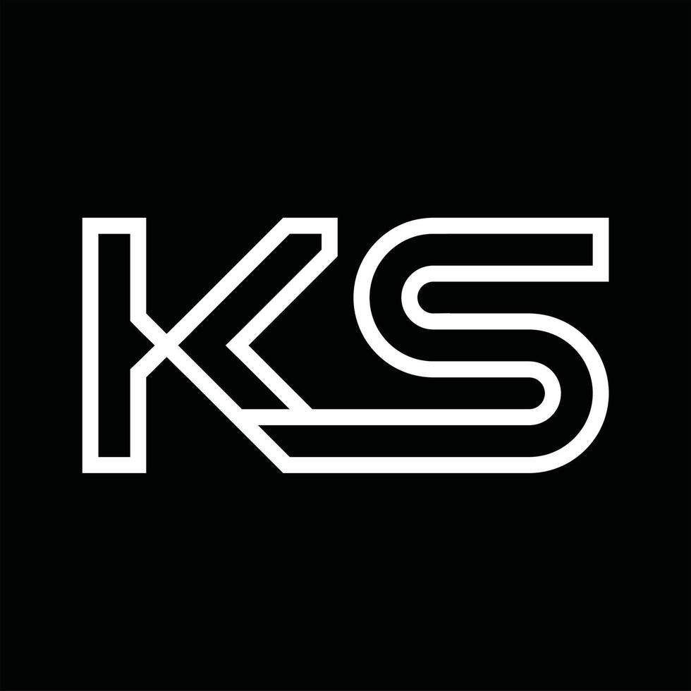 ks logo monogramma con linea stile negativo spazio vettore