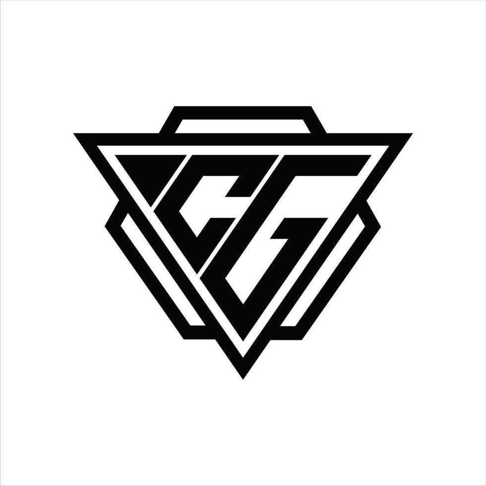 cg logo monogramma con triangolo e esagono modello vettore