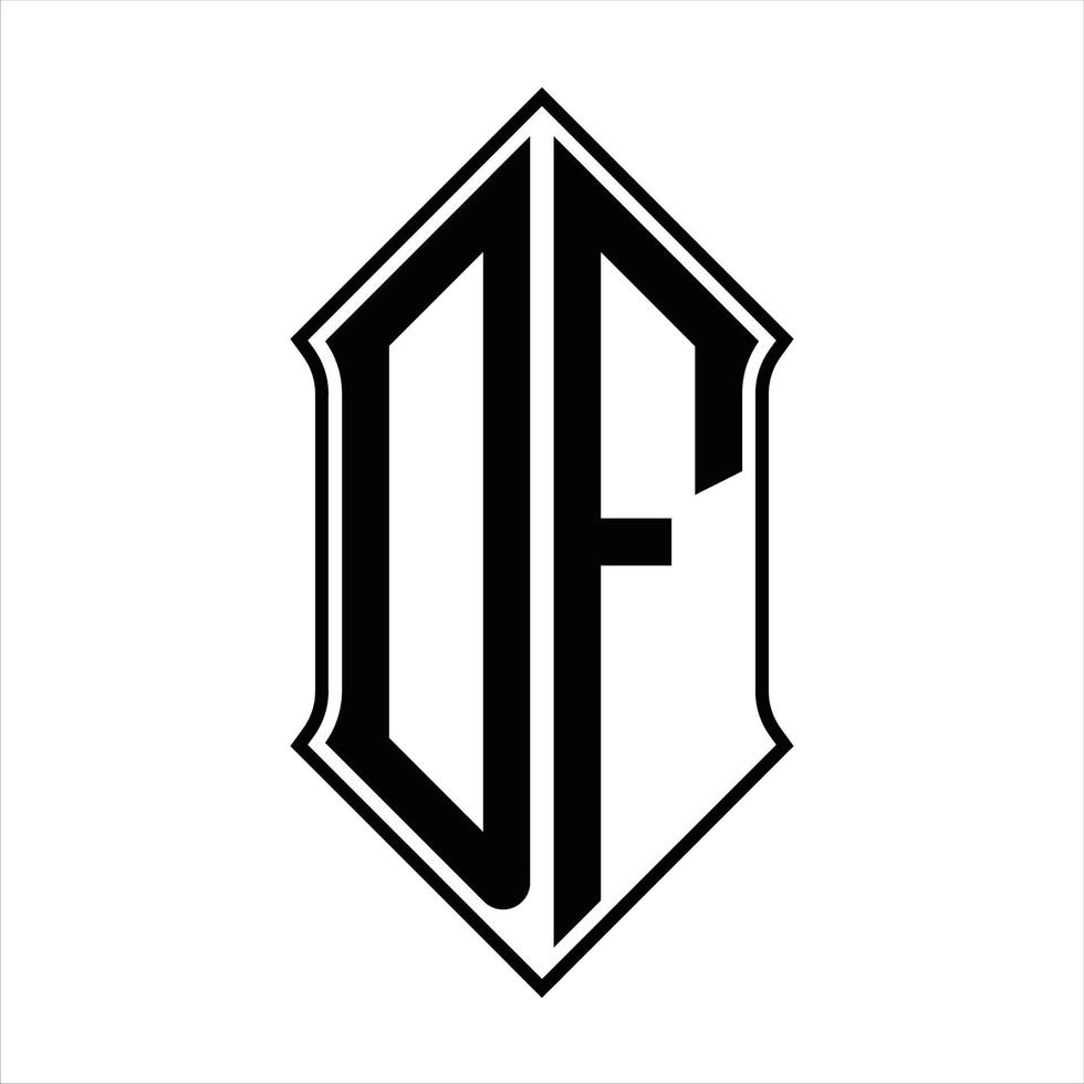 df logo monogramma con forma di scudo e schema design modello vettore icona astratto