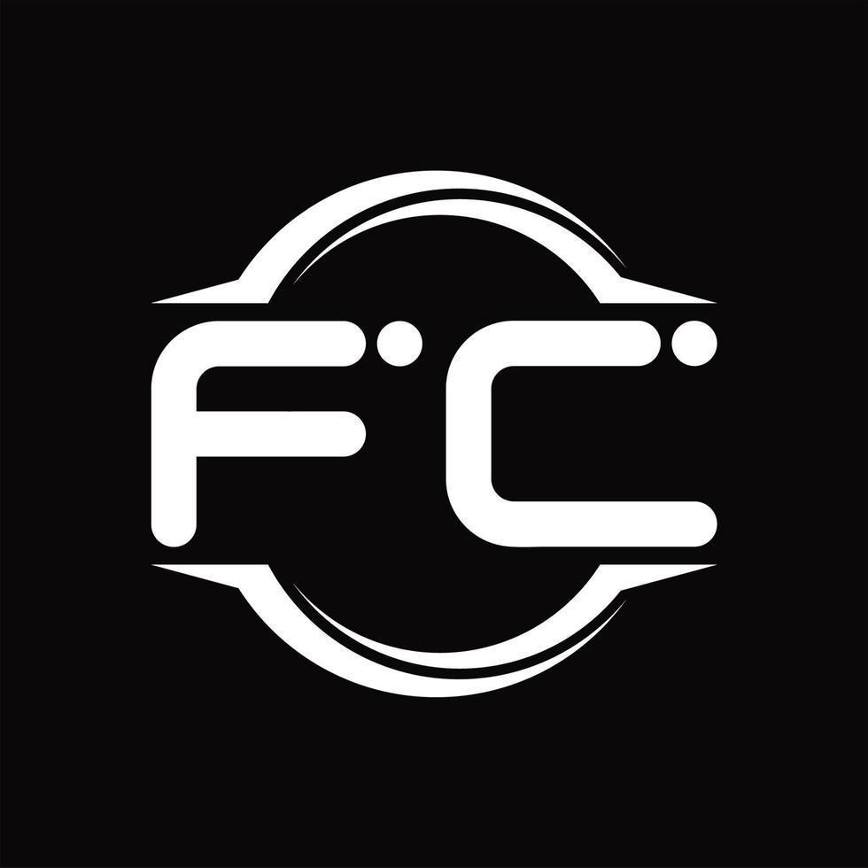 fc logo monogramma con cerchio arrotondato fetta forma design modello vettore