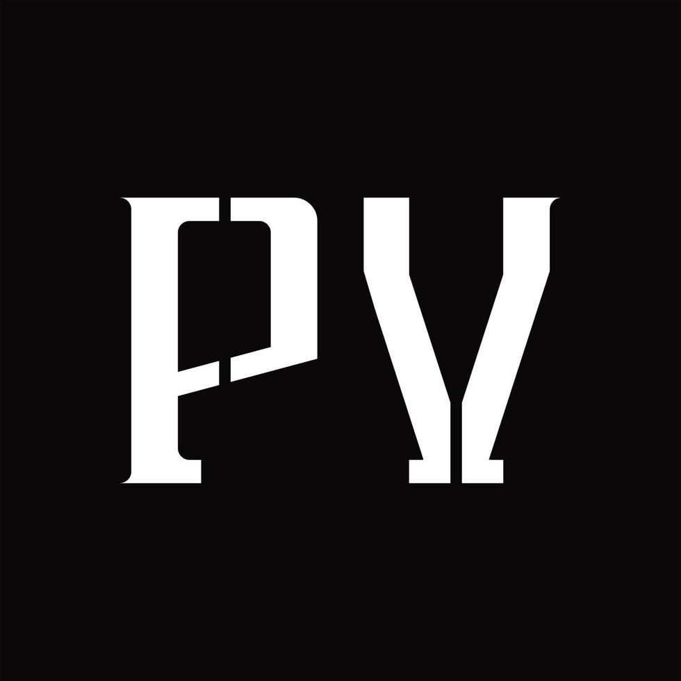 pv logo monogramma con mezzo fetta design modello vettore