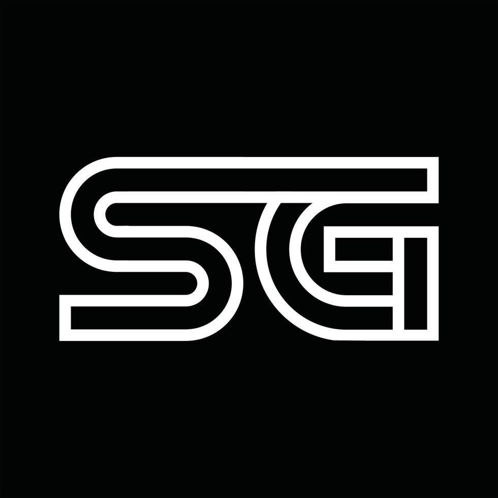 sg logo monogramma con linea stile negativo spazio vettore