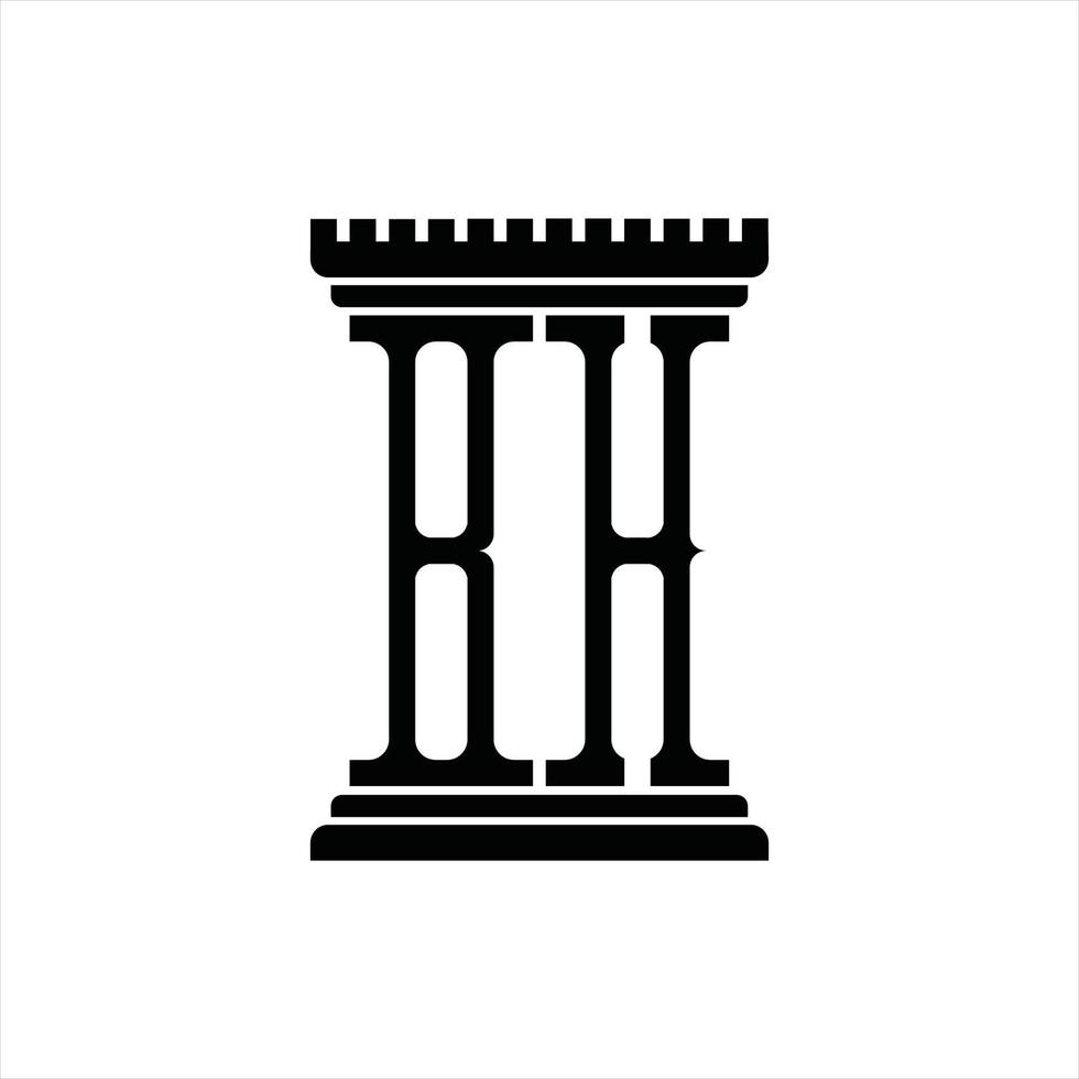 bh logo monogramma con pilastro forma design modello vettore