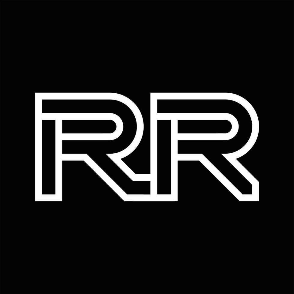 rr logo monogramma con linea stile negativo spazio vettore