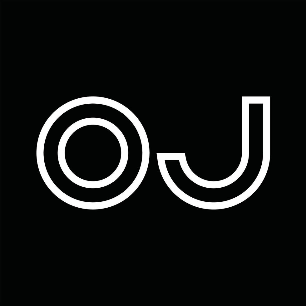 oj logo monogramma con linea stile negativo spazio vettore