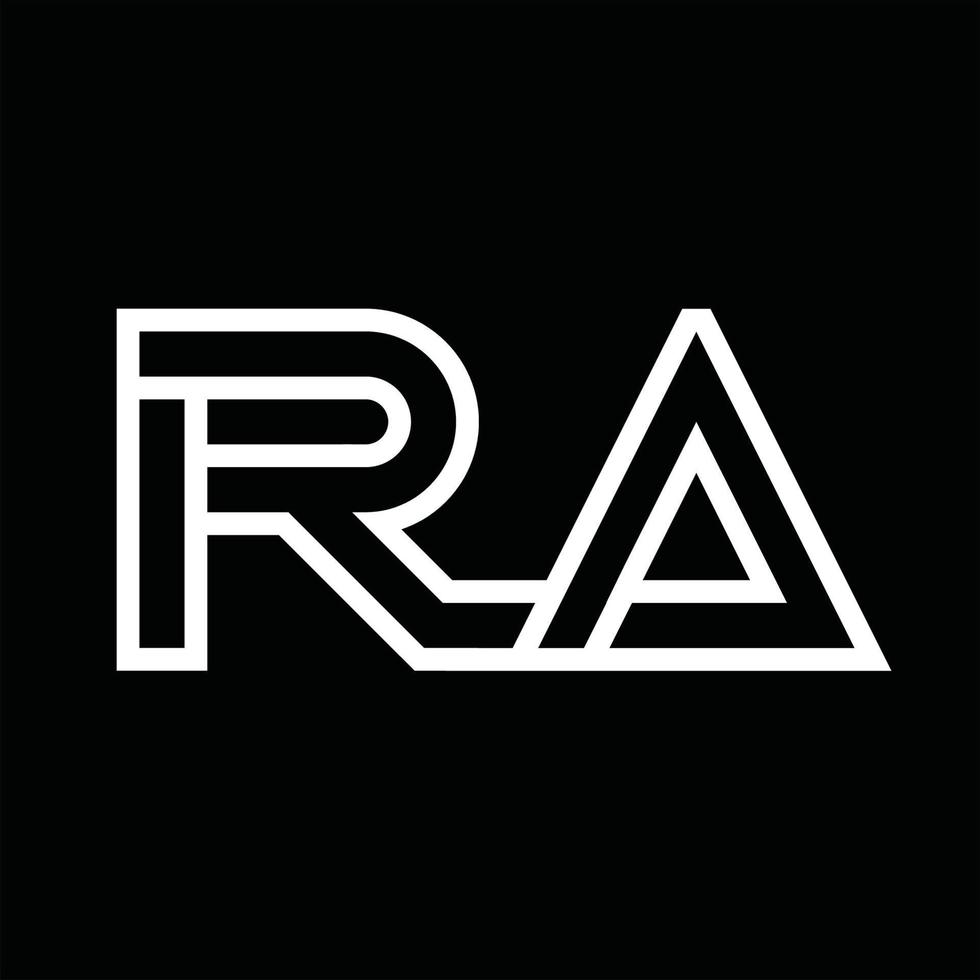 RA logo monogramma con linea stile negativo spazio vettore