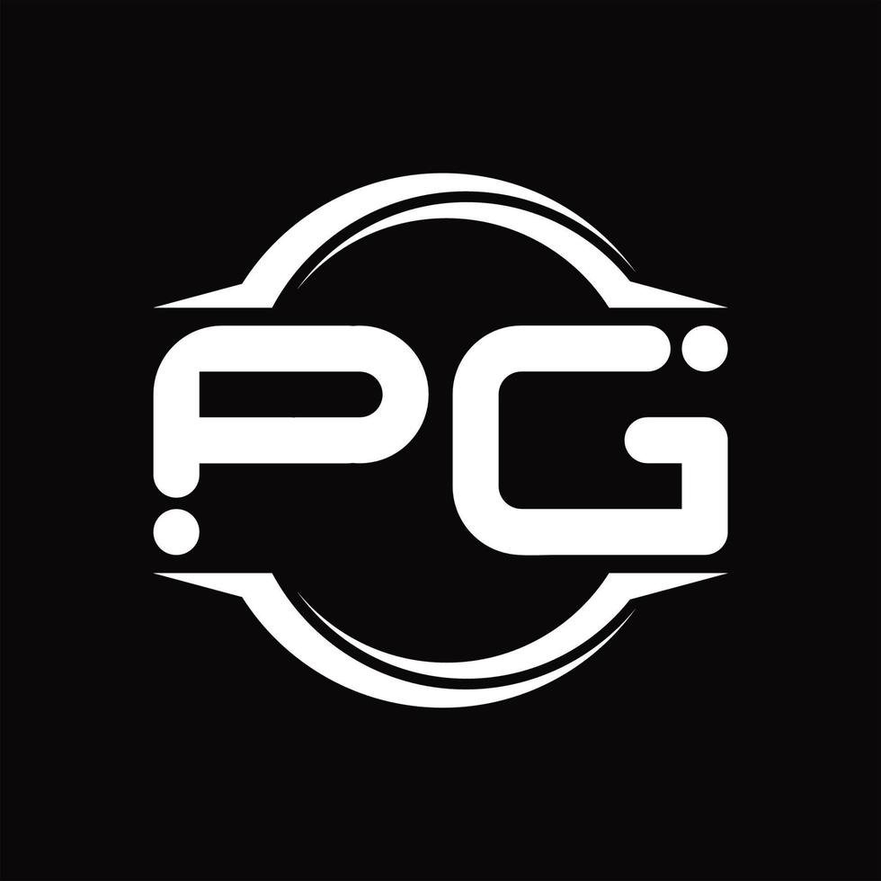 pg logo monogramma con cerchio arrotondato fetta forma design modello vettore