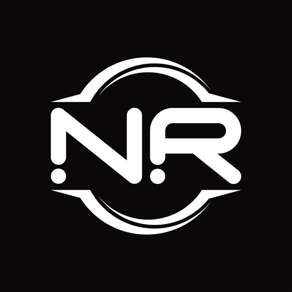 nr logo monogramma con cerchio arrotondato fetta forma design modello vettore