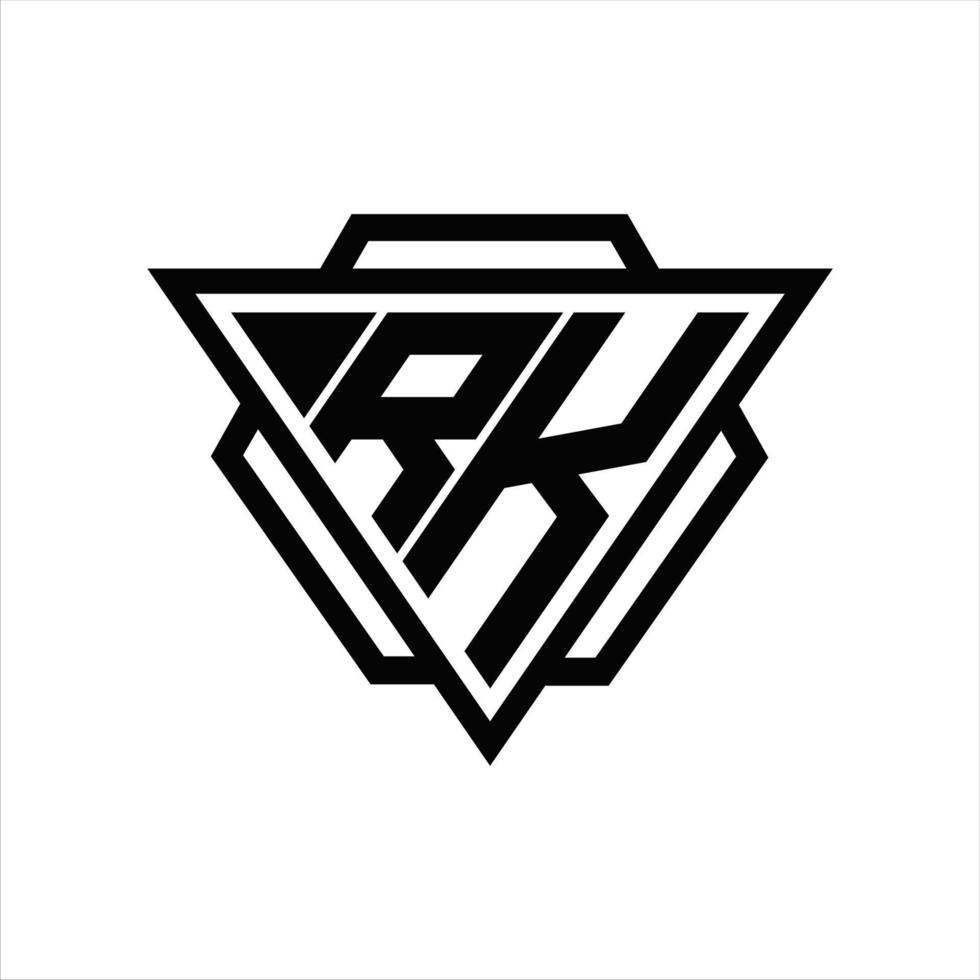 rk logo monogramma con triangolo e esagono modello vettore