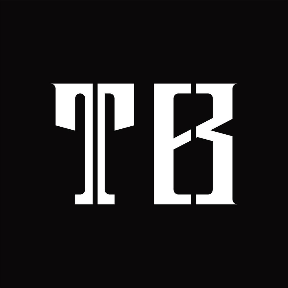 tb logo monogramma con mezzo fetta design modello vettore