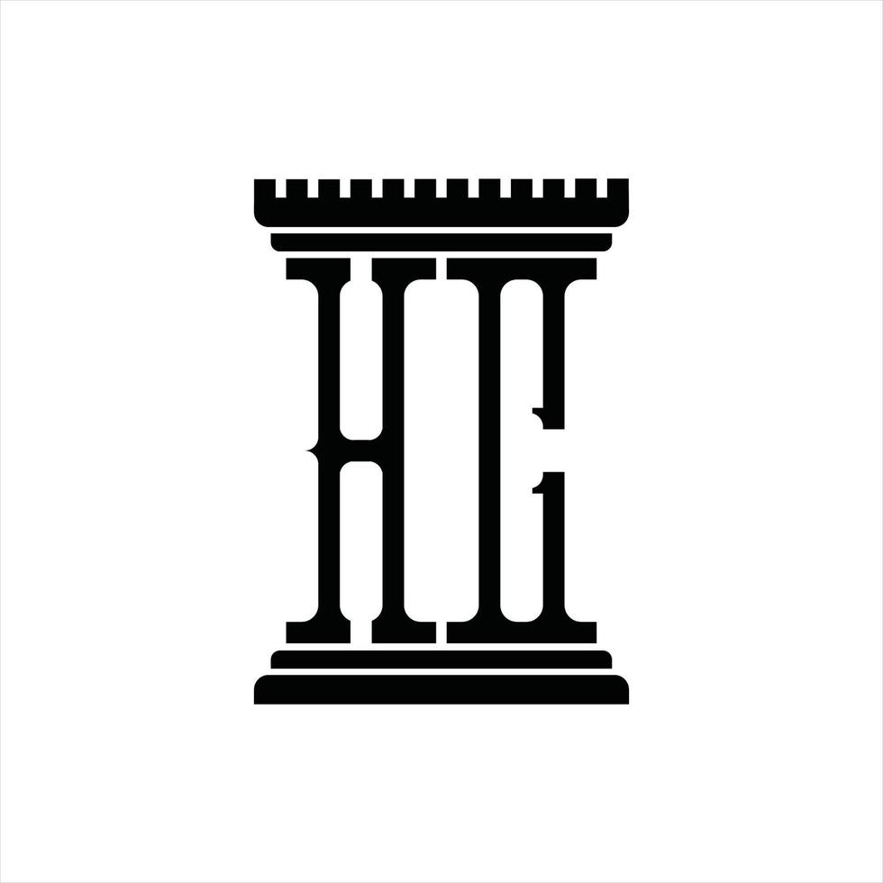 hc logo monogramma con pilastro forma design modello vettore