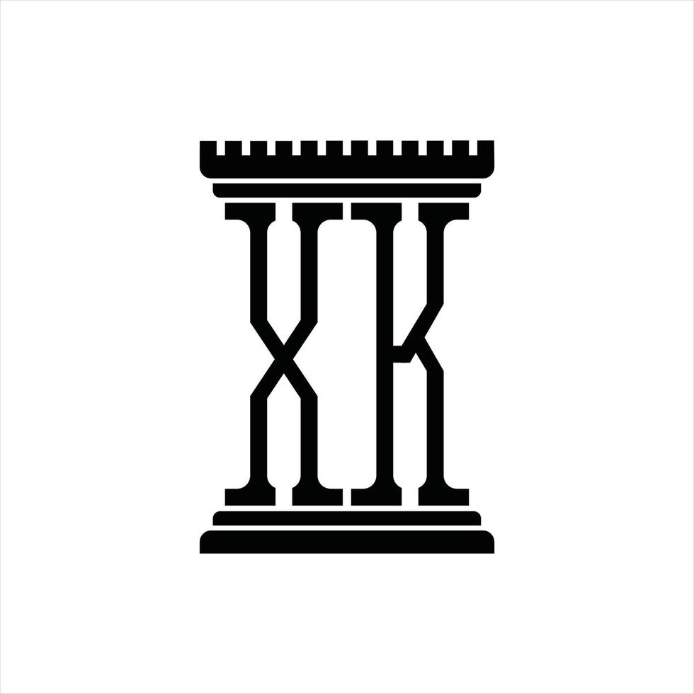 xk logo monogramma con pilastro forma design modello vettore