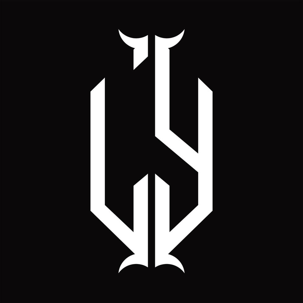 LY logo monogramma con corno forma design modello vettore