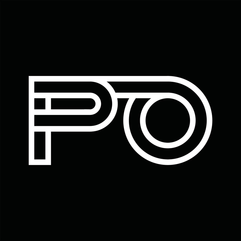 Po logo monogramma con linea stile negativo spazio vettore