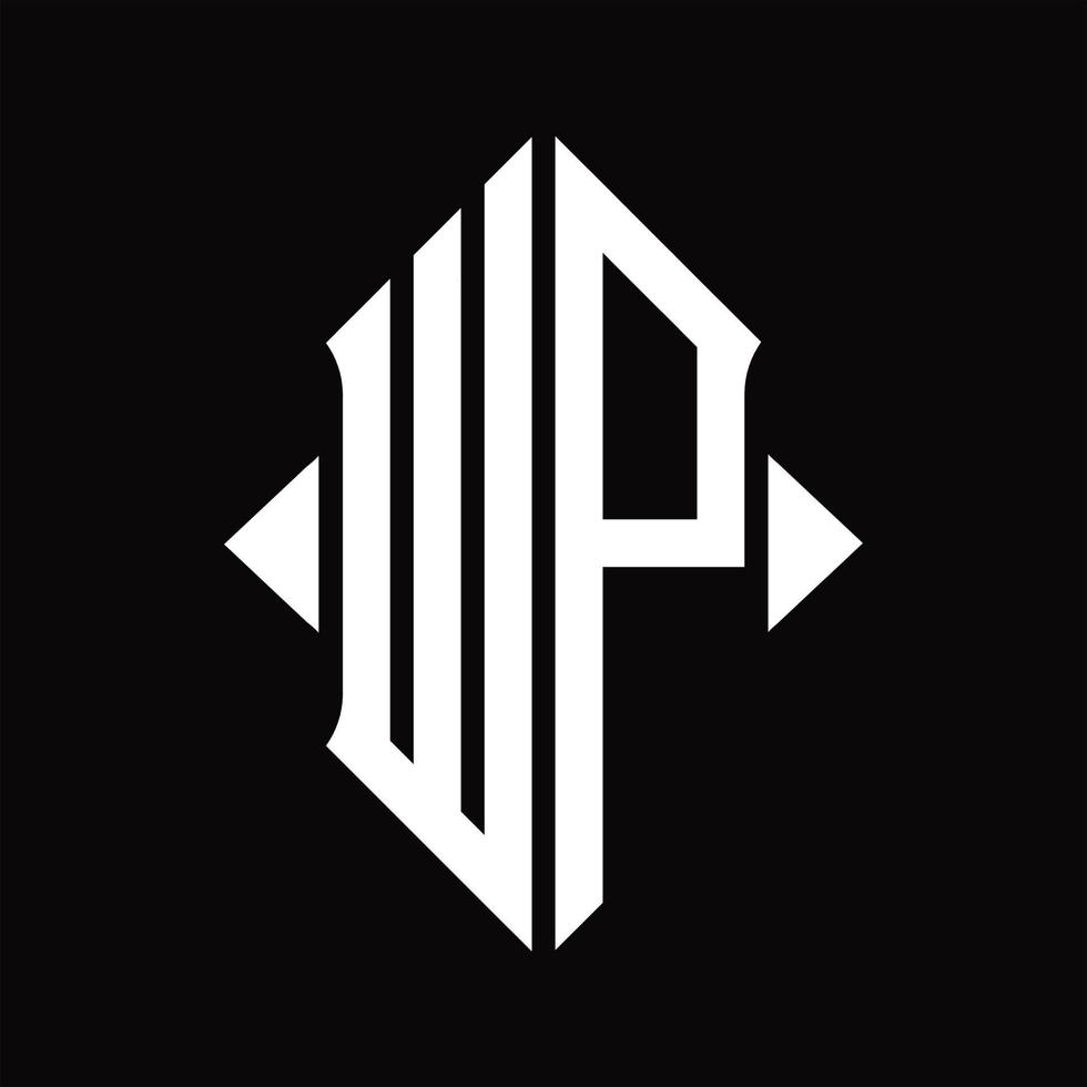 wp logo monogramma con scudo forma isolato design modello vettore