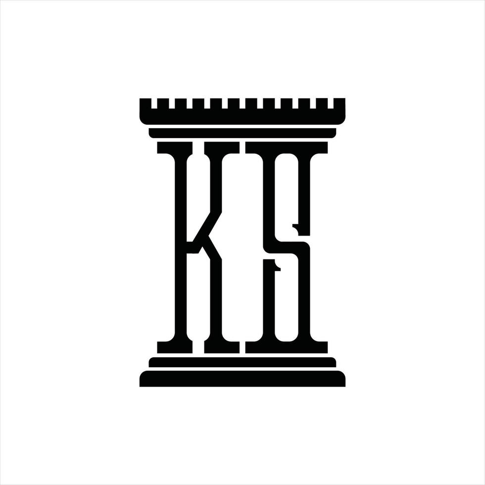 ks logo monogramma con pilastro forma design modello vettore