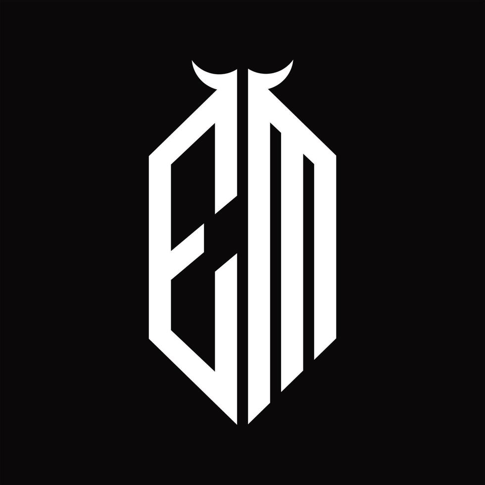 em logo monogramma con corno forma isolato nero e bianca design modello vettore