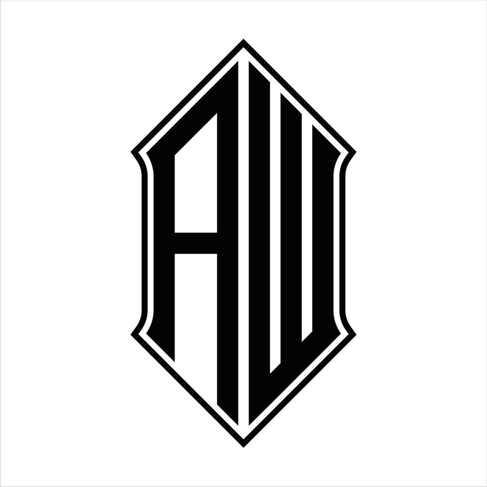 aw logo monogramma con forma di scudo e schema design modello vettore icona astratto
