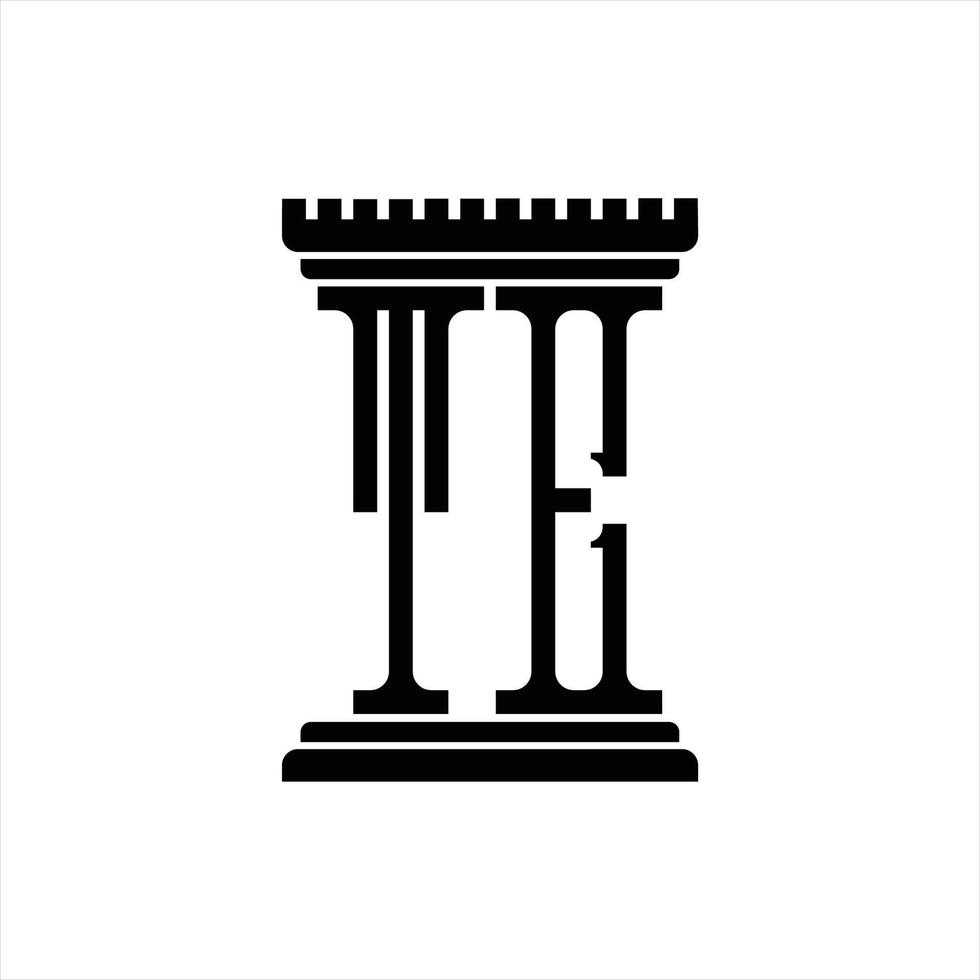 TE logo monogramma con pilastro forma design modello vettore